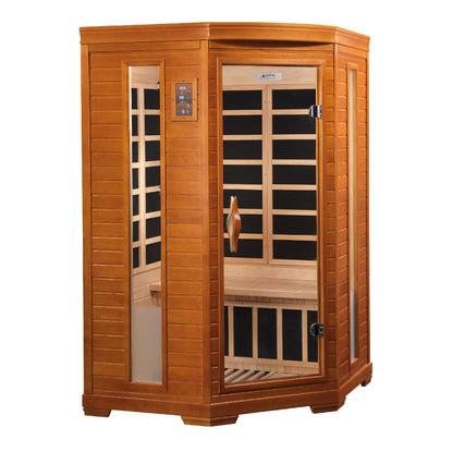 Dynamic Heming 2-person Corner Low EMF (Between 5-10MG) FAR Infrared Sauna (Canadian Hemlock) DYN-6225-02