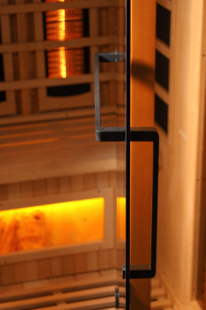 Golden Designs 2-Person Full Spectrum PureTech™ Near Zero EMF (Under 3MG) FAR Infrared Sauna with Himalayan Salt Bar (Canadian Hemlock)