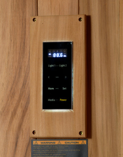 Close up of sauna controls