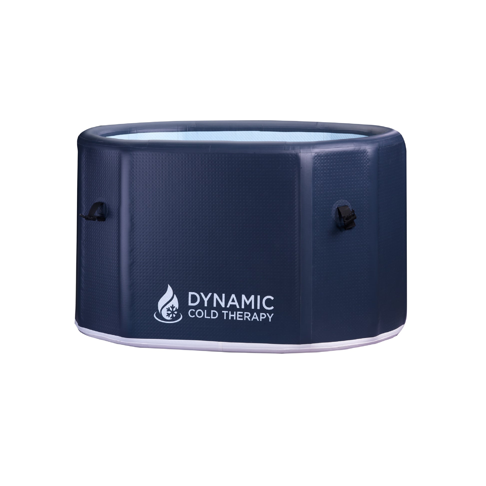 Navy blue inflatable Dynamic Cold Therapy DCT-IO-0523 oval cold plunge tub on white background