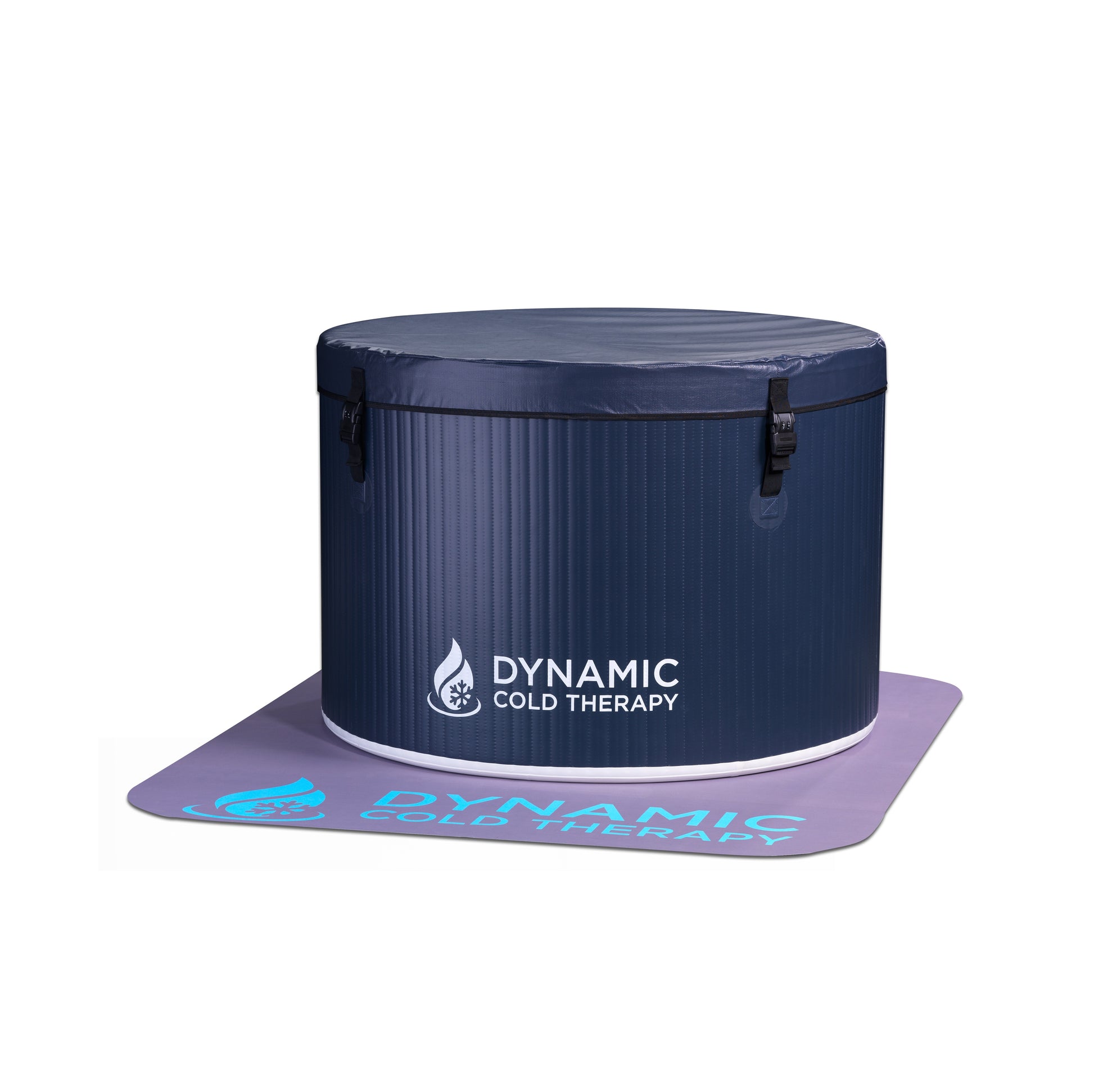 Navy blue inflatable Dynamic Cold Therapy DCT-IR-0403 round cold plunge on white background