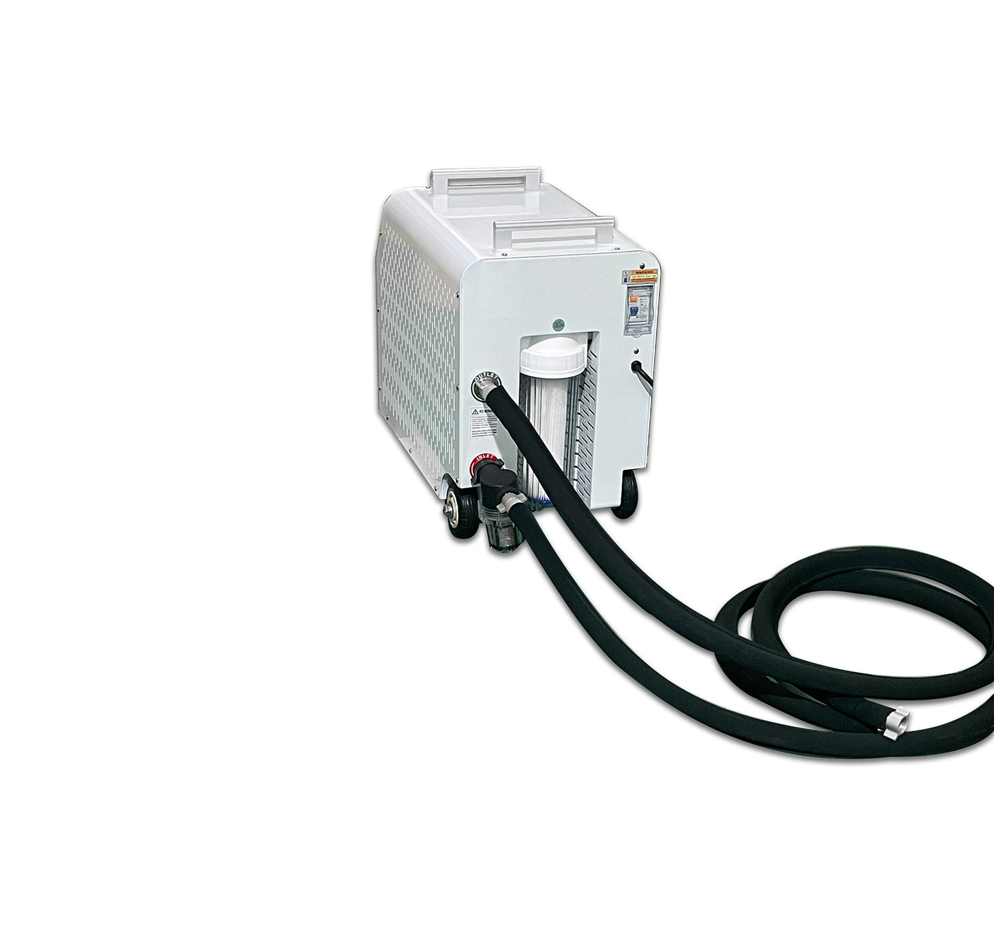 Rear and left side of Dynamic Cold Therapy DCT-SV-10DO3 chiller unit with hoses attached