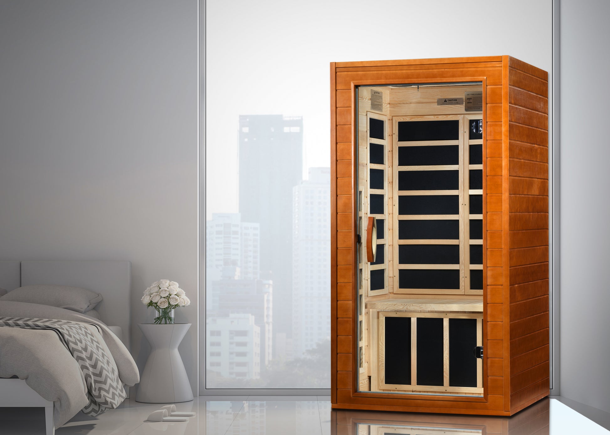 Dynamic Avila 1-2-person Low EMF (Between 5-10MG) FAR Infrared Sauna (Canadian Hemlock) DYN-6103-01
