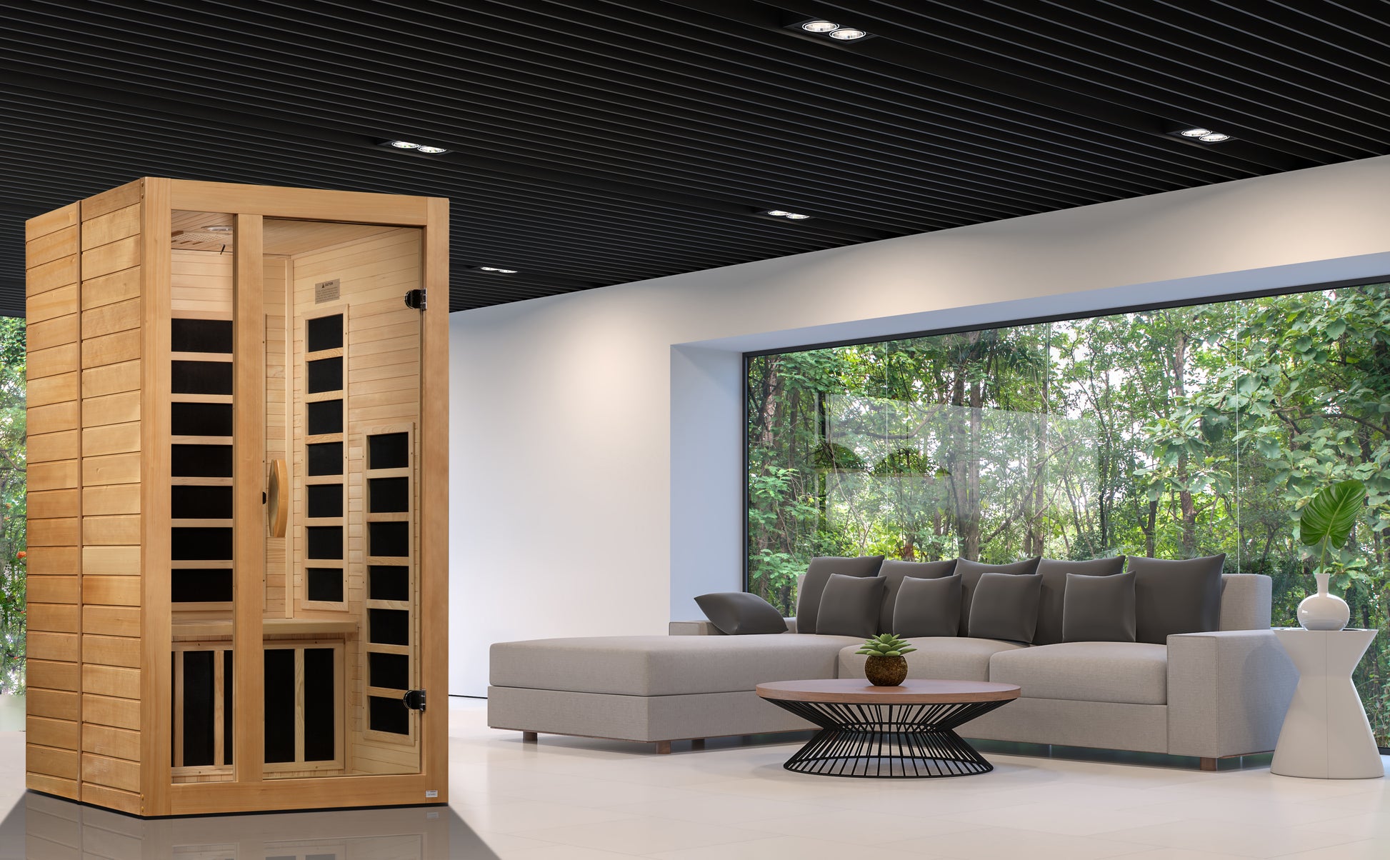 Dynamic Gracia 1-2-person Low EMF (Between 5-10MG) FAR Infrared Sauna (Canadian Hemlock) DYN-6119-01
