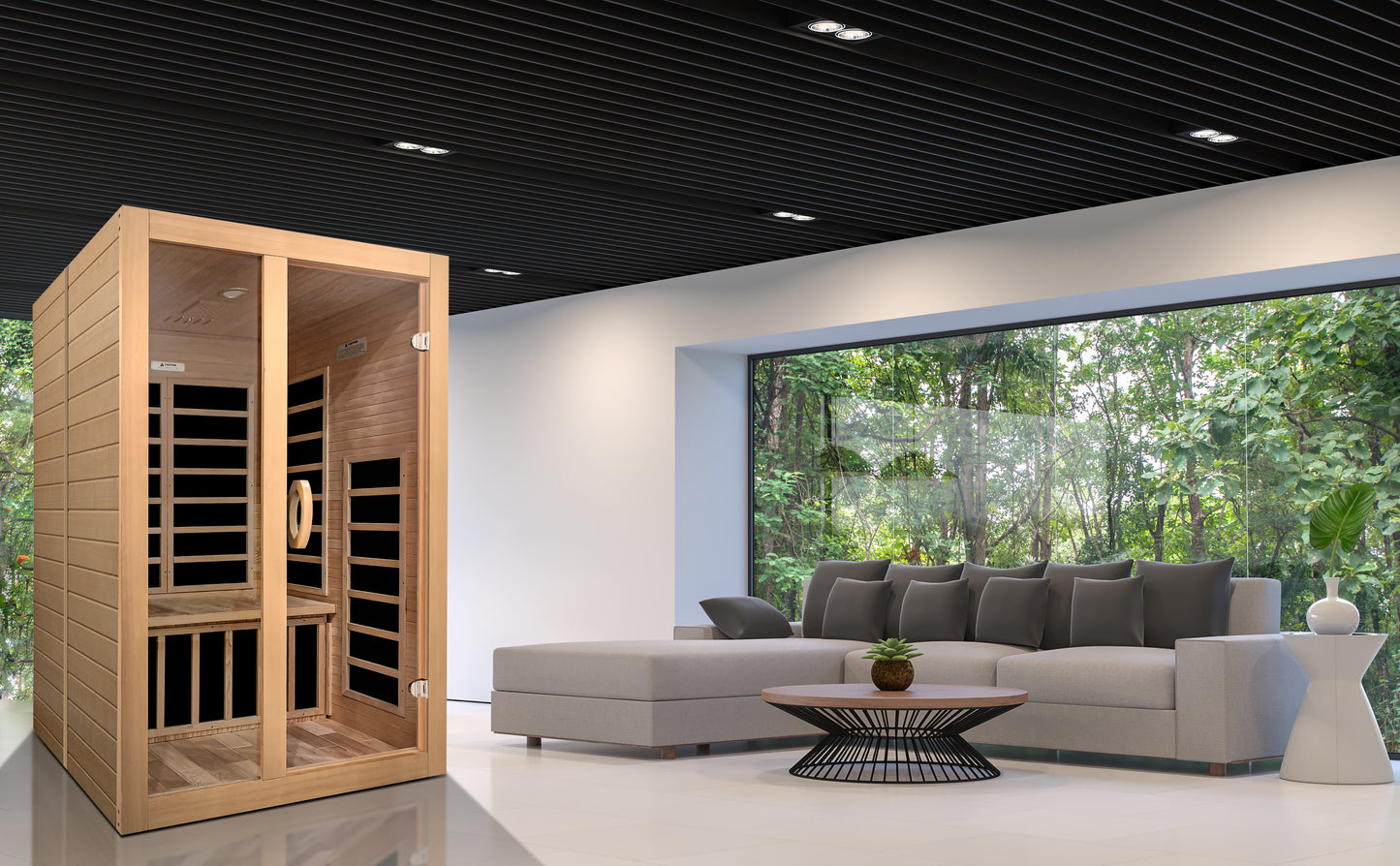 Dynamic Santiago 2-person Low EMF (Between 5-10MG) FAR Infrared Sauna (Canadian Hemlock) DYN-6209-01
