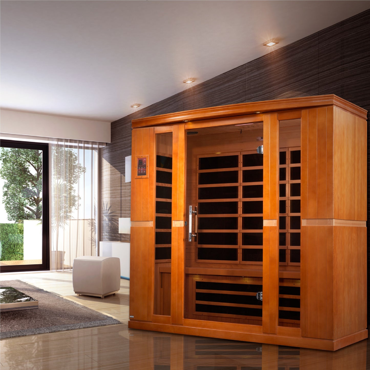 Dynamic Bergamo 4-person Low EMF (Between 5-10MG) FAR Infrared Sauna (Canadian Hemlock) DYN-6440-01