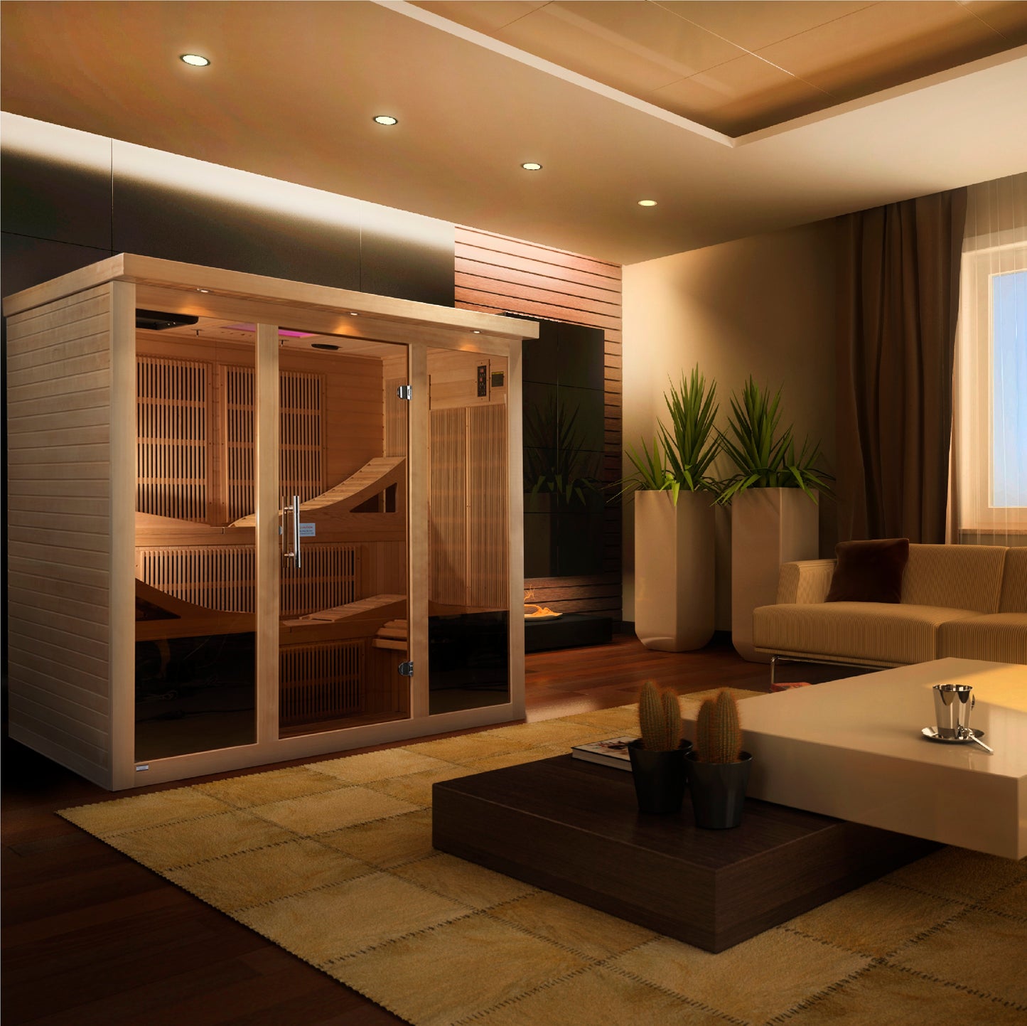 Golden Designs Monaco 6-person PureTech™ Near Zero EMF (Under 3MG) FAR Infrared Sauna (Canadian Hemlock)

