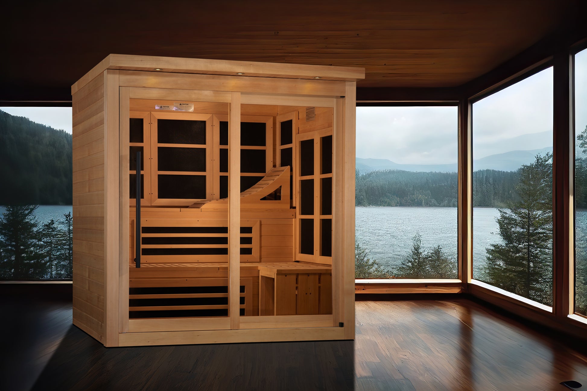 Golden Designs Monaco Limited Edition 6-person PureTech™ Near Zero EMF (Under 3MG) FAR Infrared Sauna (Canadian Hemlock) GDI-6996-02