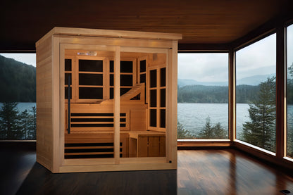 Golden Designs Monaco Limited Edition 6-person PureTech™ Near Zero EMF (Under 3MG) FAR Infrared Sauna (Canadian Hemlock) GDI-6996-02