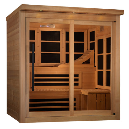 Golden Designs Monaco Limited Edition 6-person PureTech™ Near Zero EMF (Under 3MG) FAR Infrared Sauna (Canadian Hemlock) GDI-6996-02