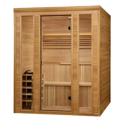 Golden Designs 2025 "Engelberg Edition" 4 - 6 Person Traditional Steam Sauna (GDI-7060-01) - Pacific Premium Clear Cedar
