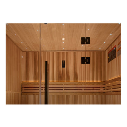 Golden Designs 2025 Updated "Copenhagen Edition" 3 Person Traditional Sauna - Canadian Red Cedar Interior and Pacific Premium Clear Cedar Exterior
