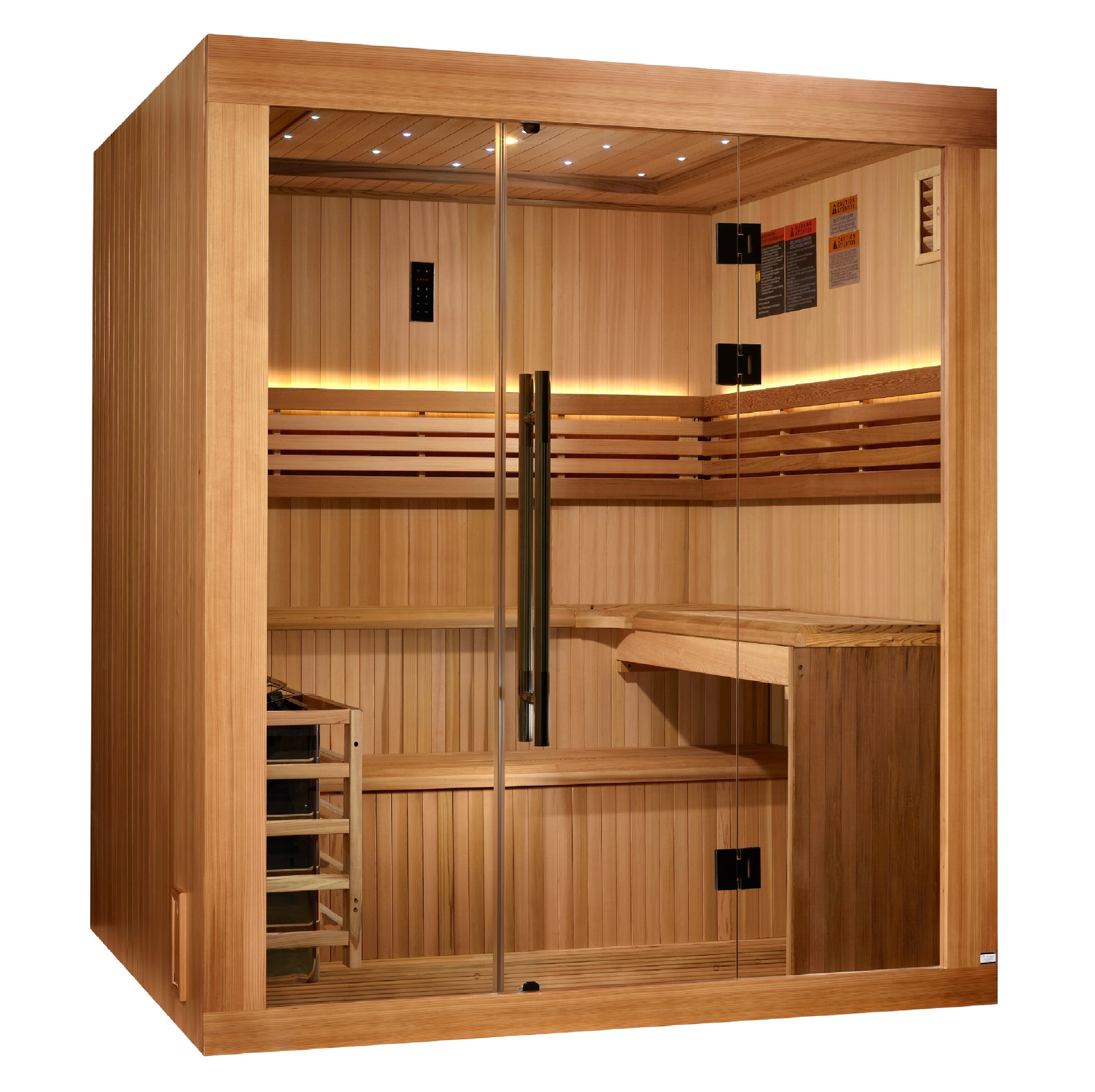 Golden Designs 2025 Updated "Osla Edition" 6 Person Traditional Sauna - Canadian Red Cedar Interior and Pacific Premium Clear Cedar Exterior
