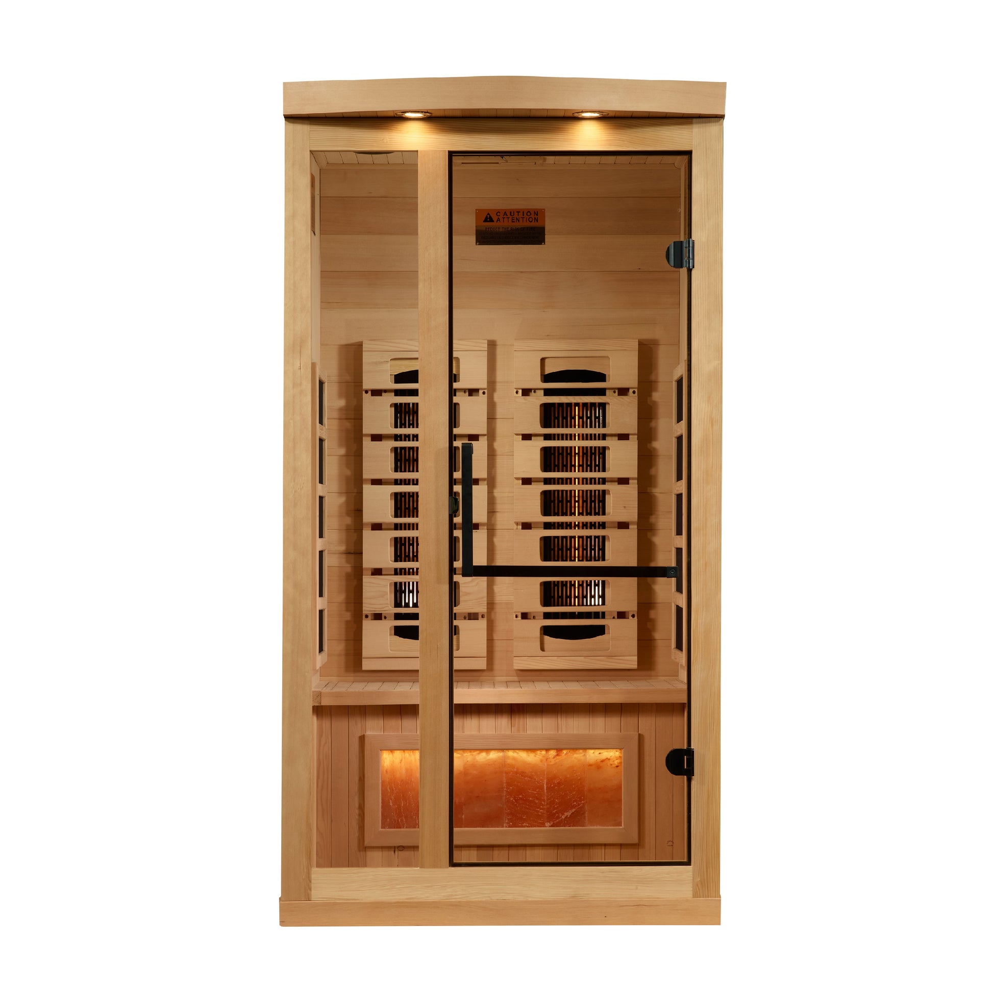 Golden Designs 1-2-Person Full Spectrum PureTech™ Near Zero EMF (Under 3MG) FAR Infrared Sauna with Himalayan Salt Bar (Canadian Hemlock) GDI-8010-03