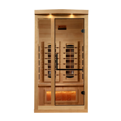 Golden Designs 1-2-Person Full Spectrum PureTech™ Near Zero EMF (Under 3MG) FAR Infrared Sauna with Himalayan Salt Bar (Canadian Hemlock) GDI-8010-03