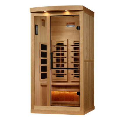 Golden Designs 1-2-Person Full Spectrum PureTech™ Near Zero EMF (Under 3MG) FAR Infrared Sauna with Himalayan Salt Bar (Canadian Hemlock) GDI-8010-03