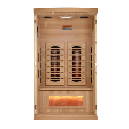Golden Designs 1-2-Person Full Spectrum PureTech™ Near Zero EMF (Under 3MG) FAR Infrared Sauna with Himalayan Salt Bar (Canadian Hemlock) GDI-8010-03