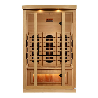 Golden Designs 2-Person Full Spectrum PureTech™ Near Zero EMF (Under 3MG) FAR Infrared Sauna with Himalayan Salt Bar (Canadian Hemlock) GDI-8020-03