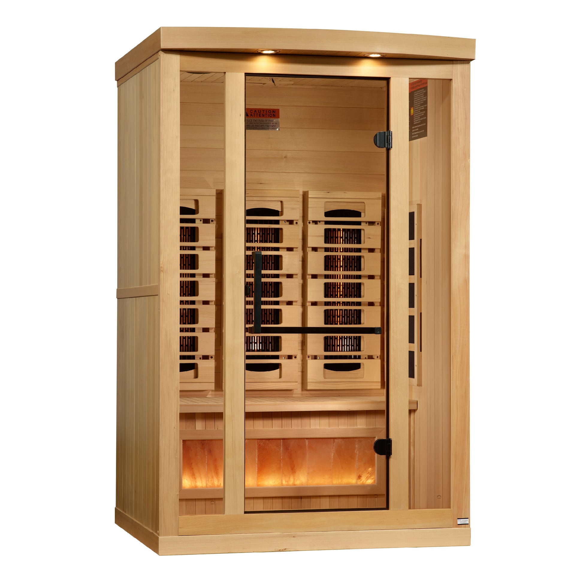 Golden Designs 2-Person Full Spectrum PureTech™ Near Zero EMF (Under 3MG) FAR Infrared Sauna with Himalayan Salt Bar (Canadian Hemlock) GDI-8020-03