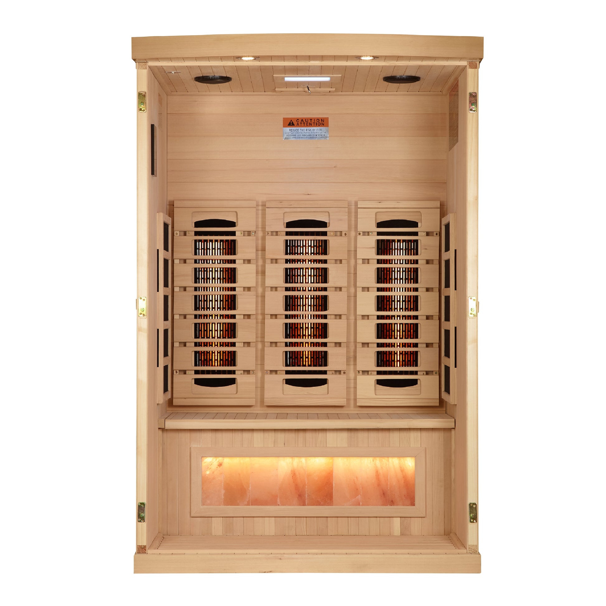 Golden Designs 2-Person Full Spectrum PureTech™ Near Zero EMF (Under 3MG) FAR Infrared Sauna with Himalayan Salt Bar (Canadian Hemlock) GDI-8020-03