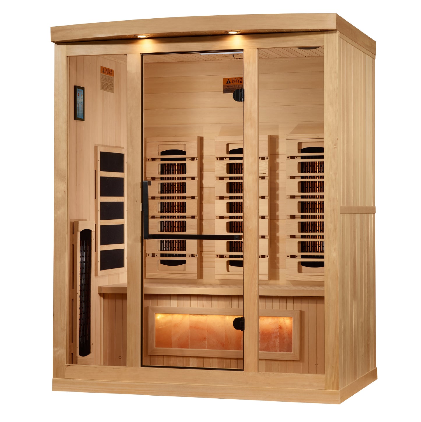 Golden Designs 3-Person Full Spectrum PureTech™ Near Zero EMF (Under 3MG) FAR Infrared Sauna with Himalayan Salt Bar (Canadian Hemlock) GDI-8030-03
