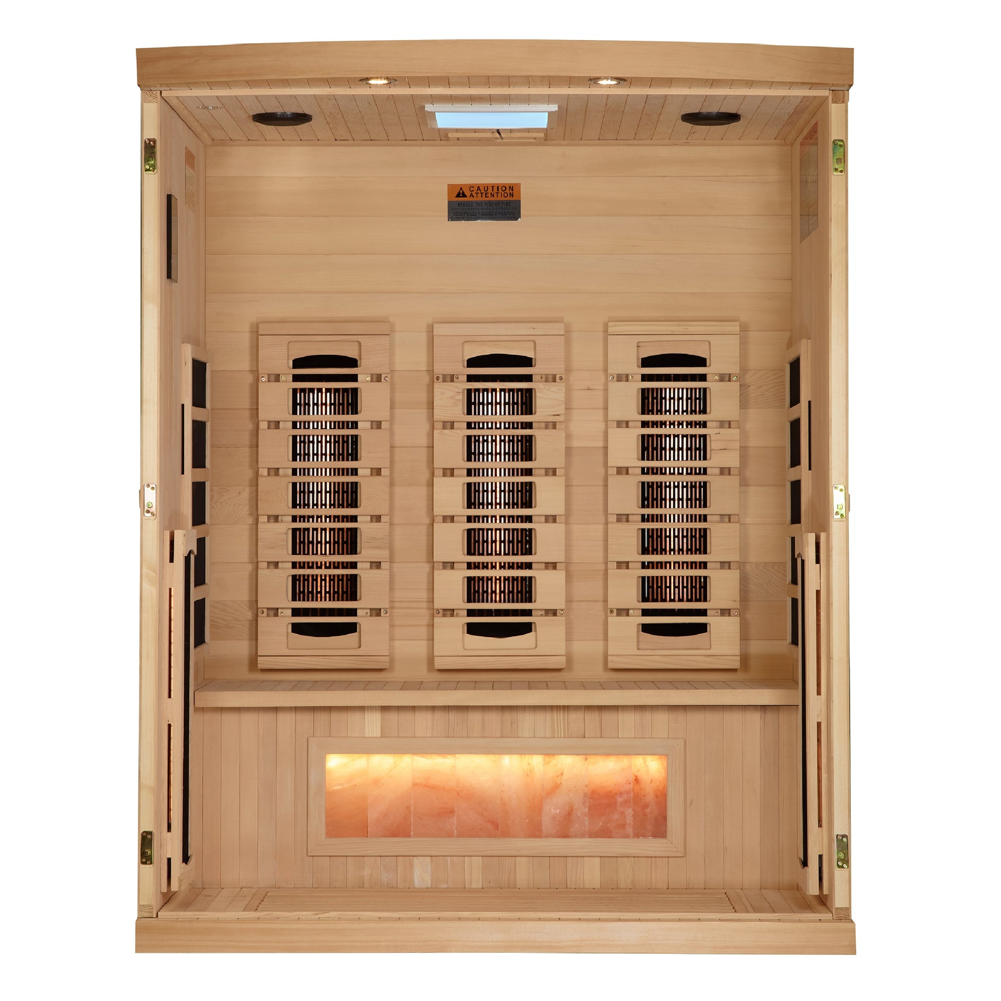 Golden Designs 3-Person Full Spectrum PureTech™ Near Zero EMF (Under 3MG) FAR Infrared Sauna with Himalayan Salt Bar (Canadian Hemlock) GDI-8030-03
