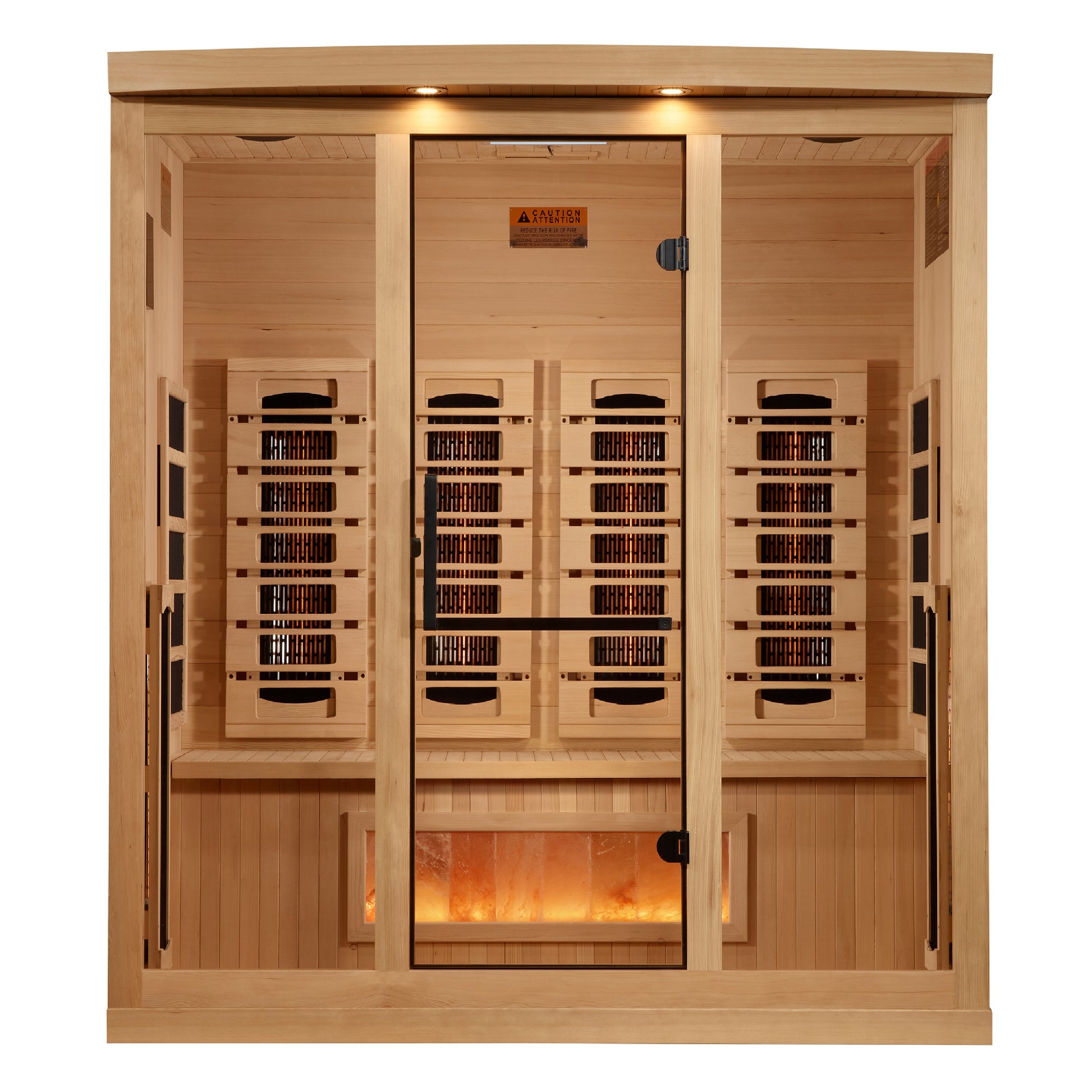 Golden Designs 4-Person Full Spectrum PureTech™ Near Zero EMF (Under 3MG) FAR Infrared Sauna with Himalayan Salt Bar (Canadian Hemlock) GDI-8040-03
