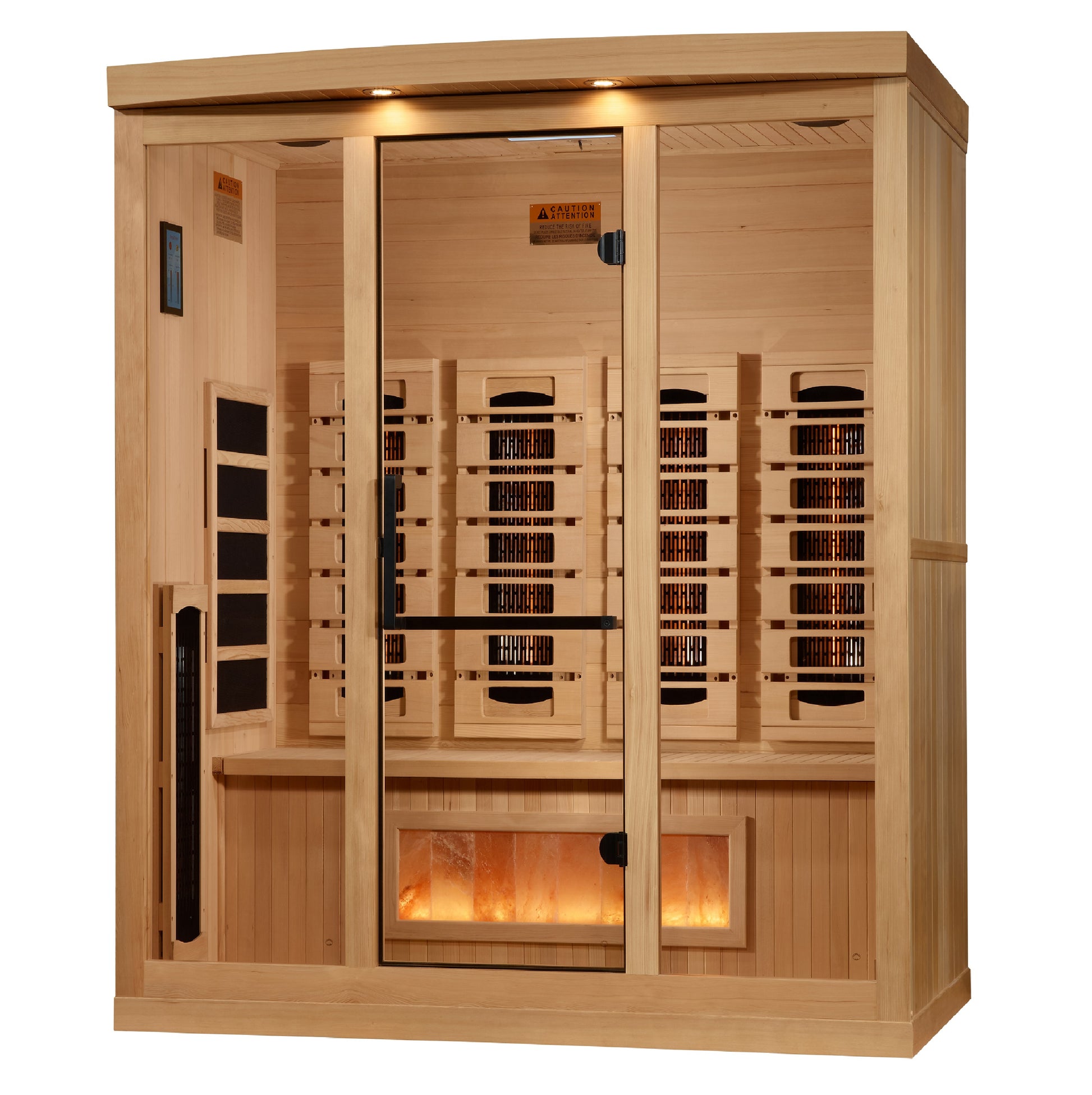 Golden Designs 4-Person Full Spectrum PureTech™ Near Zero EMF (Under 3MG) FAR Infrared Sauna with Himalayan Salt Bar (Canadian Hemlock) GDI-8040-03
