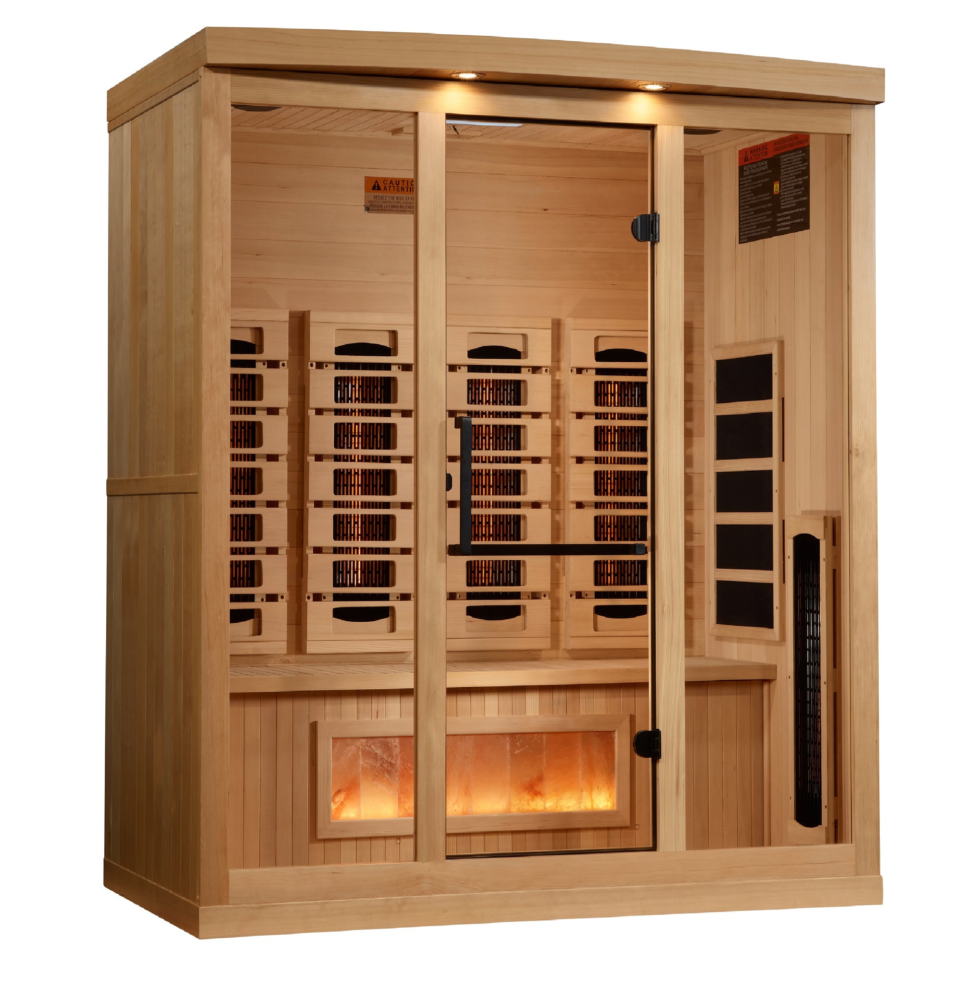 Golden Designs 4-Person Full Spectrum PureTech™ Near Zero EMF (Under 3MG) FAR Infrared Sauna with Himalayan Salt Bar (Canadian Hemlock) GDI-8040-03

