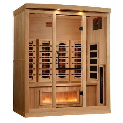Golden Designs 4-Person Full Spectrum PureTech™ Near Zero EMF (Under 3MG) FAR Infrared Sauna with Himalayan Salt Bar (Canadian Hemlock) GDI-8040-03
