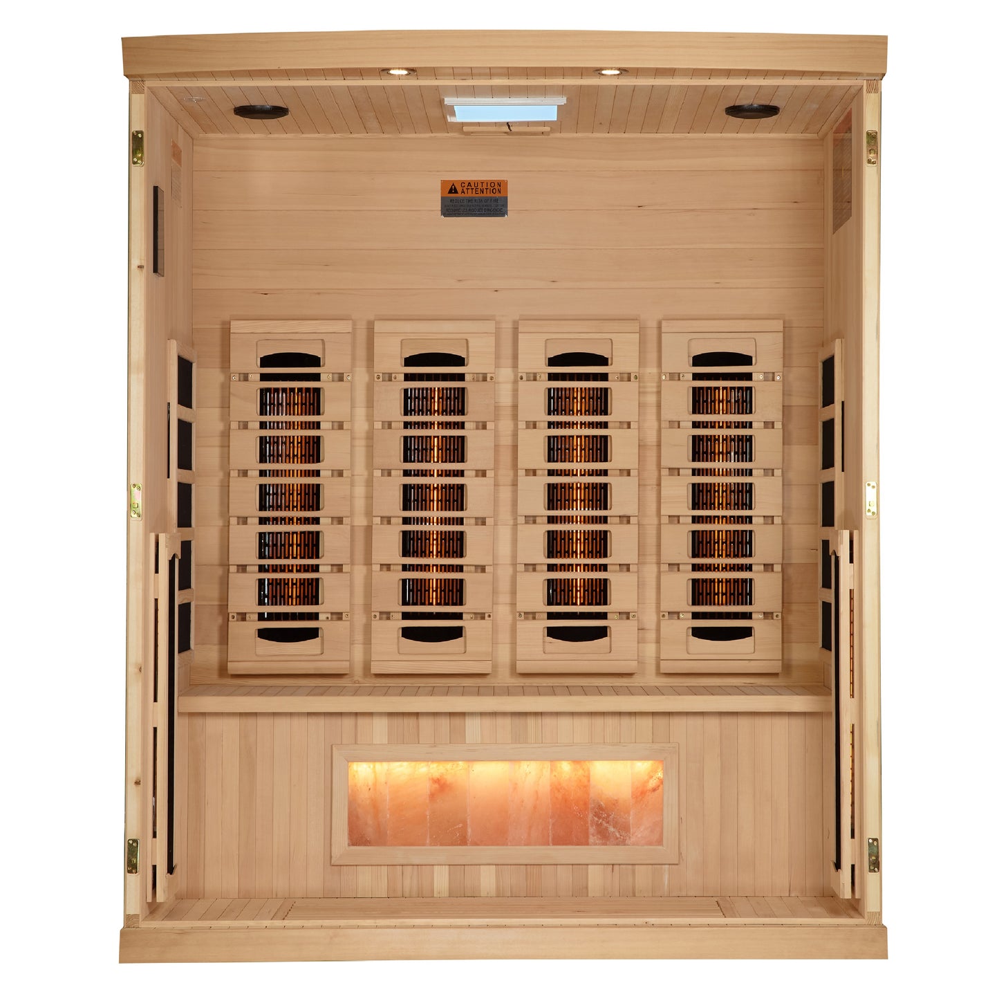 Golden Designs 4-Person Full Spectrum PureTech™ Near Zero EMF (Under 3MG) FAR Infrared Sauna with Himalayan Salt Bar (Canadian Hemlock) GDI-8040-03
