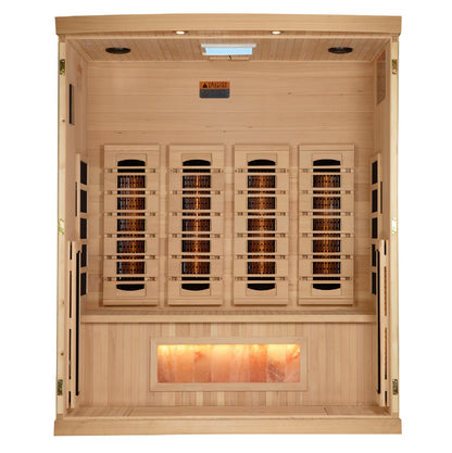 Golden Designs 4-Person Full Spectrum PureTech™ Near Zero EMF (Under 3MG) FAR Infrared Sauna with Himalayan Salt Bar (Canadian Hemlock) GDI-8040-03
