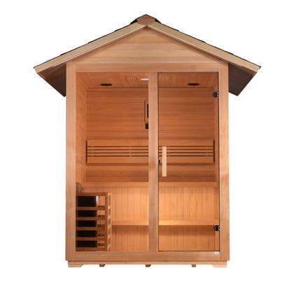 Golden Designs "Arlberg" 3 Person Traditional Outdoor Sauna -  Canadian Hemlock

