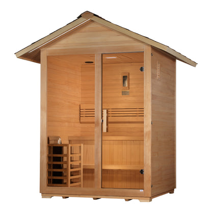 Golden Designs "Arlberg" 3 Person Traditional Outdoor Sauna -  Canadian Hemlock
