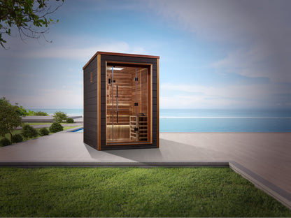 Golden Designs Narvik 2 Person Outdoor Traditional Sauna (GDI-8202-01) - Canadian Red Cedar Interior