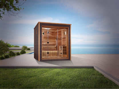Golden Designs Drammen 3 Person Outdoor Traditional Sauna (GDI-8203-01) - Canadian Red Cedar Interior