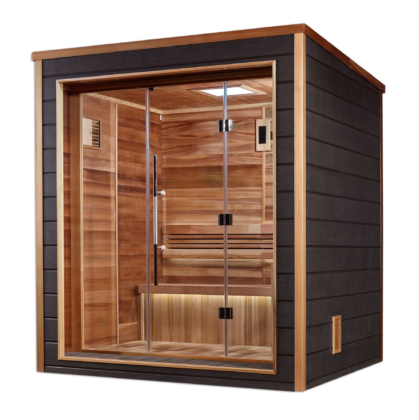 Golden Designs Drammen 3 Person Outdoor Traditional Sauna (GDI-8203-01) - Canadian Red Cedar Interior
