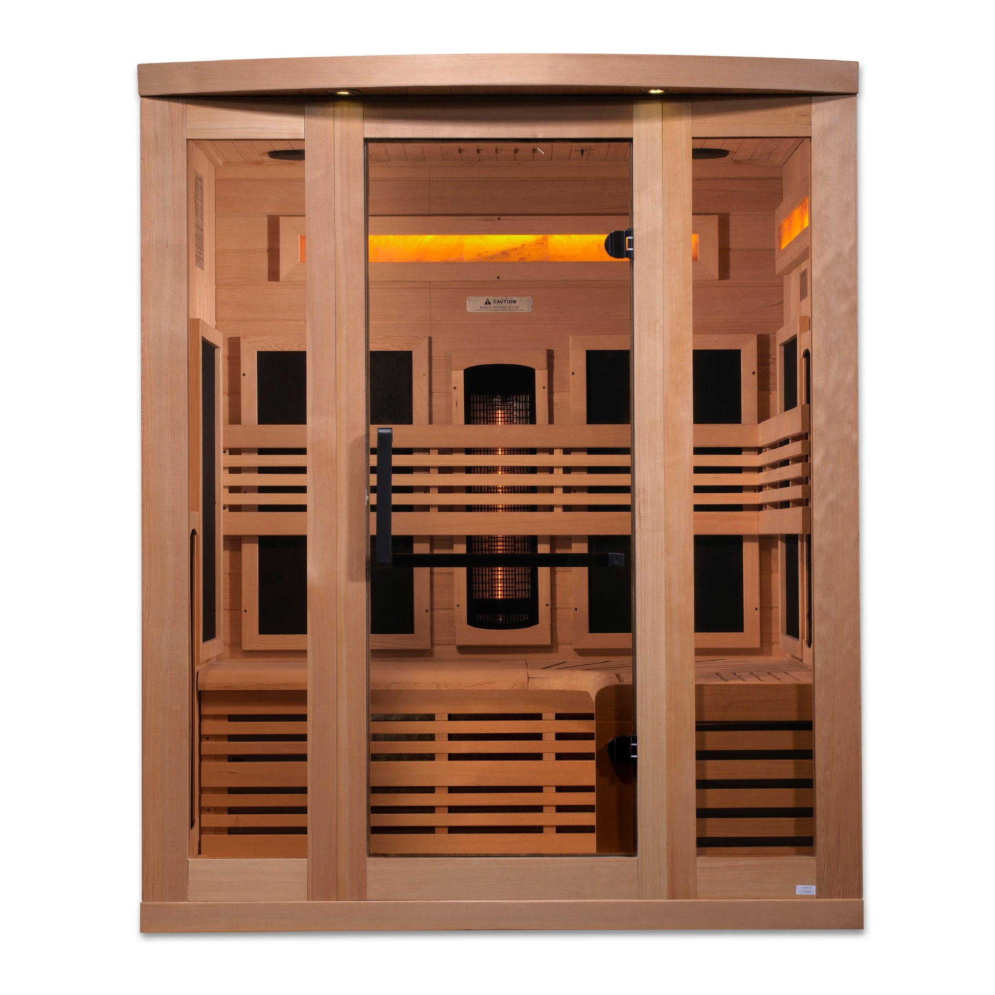 Golden Designs 3-Person Full Spectrum PureTech™ Near Zero EMF (Under 3MG) FAR Infrared Sauna with Himalayan Salt Bar (Canadian Hemlock) GDI-8230-01
