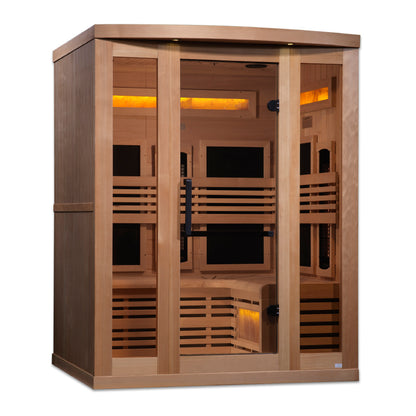 Golden Designs 3-Person Full Spectrum PureTech™ Near Zero EMF (Under 3MG) FAR Infrared Sauna with Himalayan Salt Bar (Canadian Hemlock) GDI-8230-01
