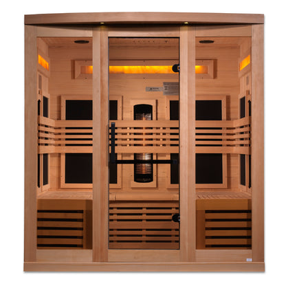 Golden Designs 6-Person Full Spectrum PureTech™ Near Zero EMF (Under 3MG) FAR Infrared Sauna with Himalayan Salt Bar (Canadian Hemlock) GDI-8260-01

