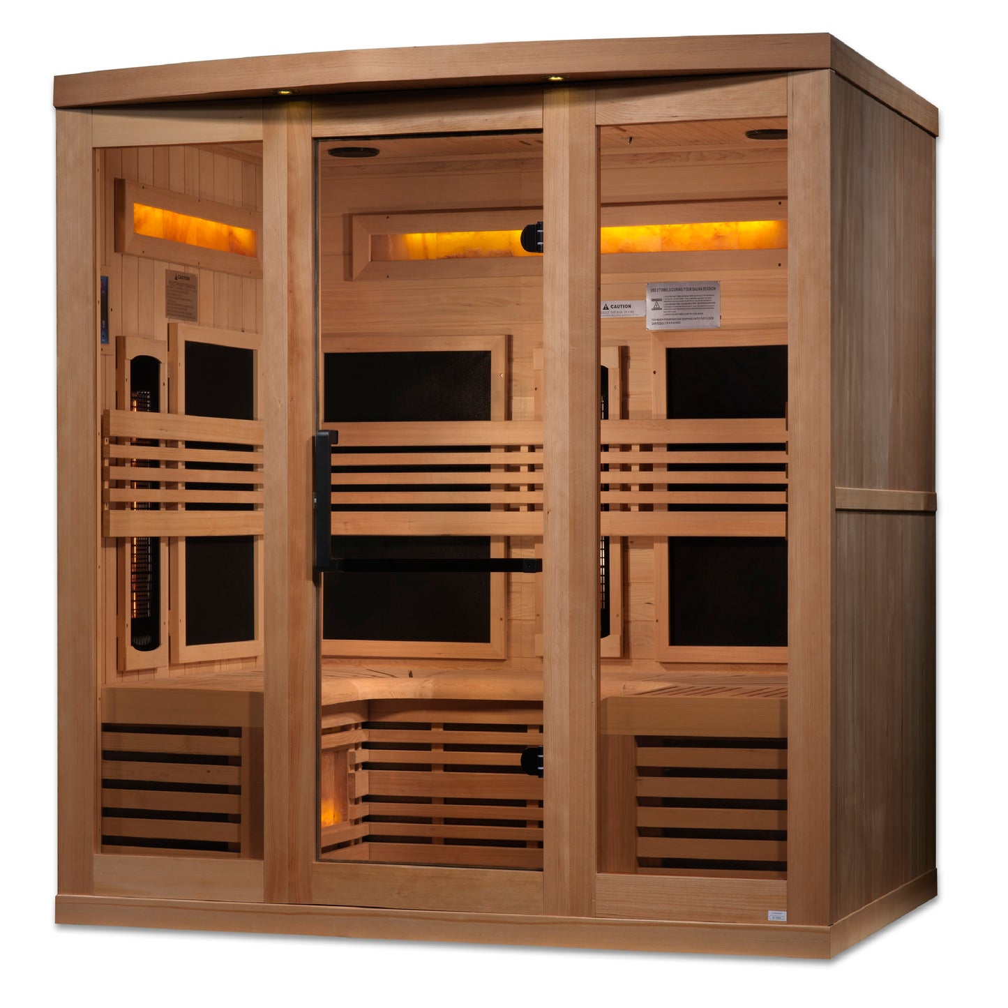 Golden Designs 6-Person Full Spectrum PureTech™ Near Zero EMF (Under 3MG) FAR Infrared Sauna with Himalayan Salt Bar (Canadian Hemlock) GDI-8260-01
