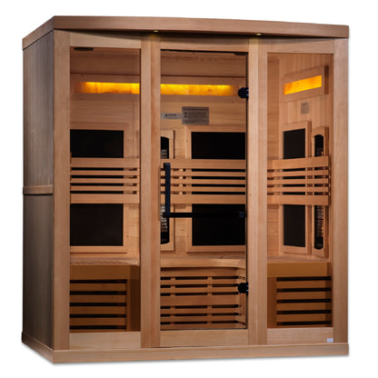 Golden Designs 6-Person Full Spectrum PureTech™ Near Zero EMF (Under 3MG) FAR Infrared Sauna with Himalayan Salt Bar (Canadian Hemlock) GDI-8260-01
