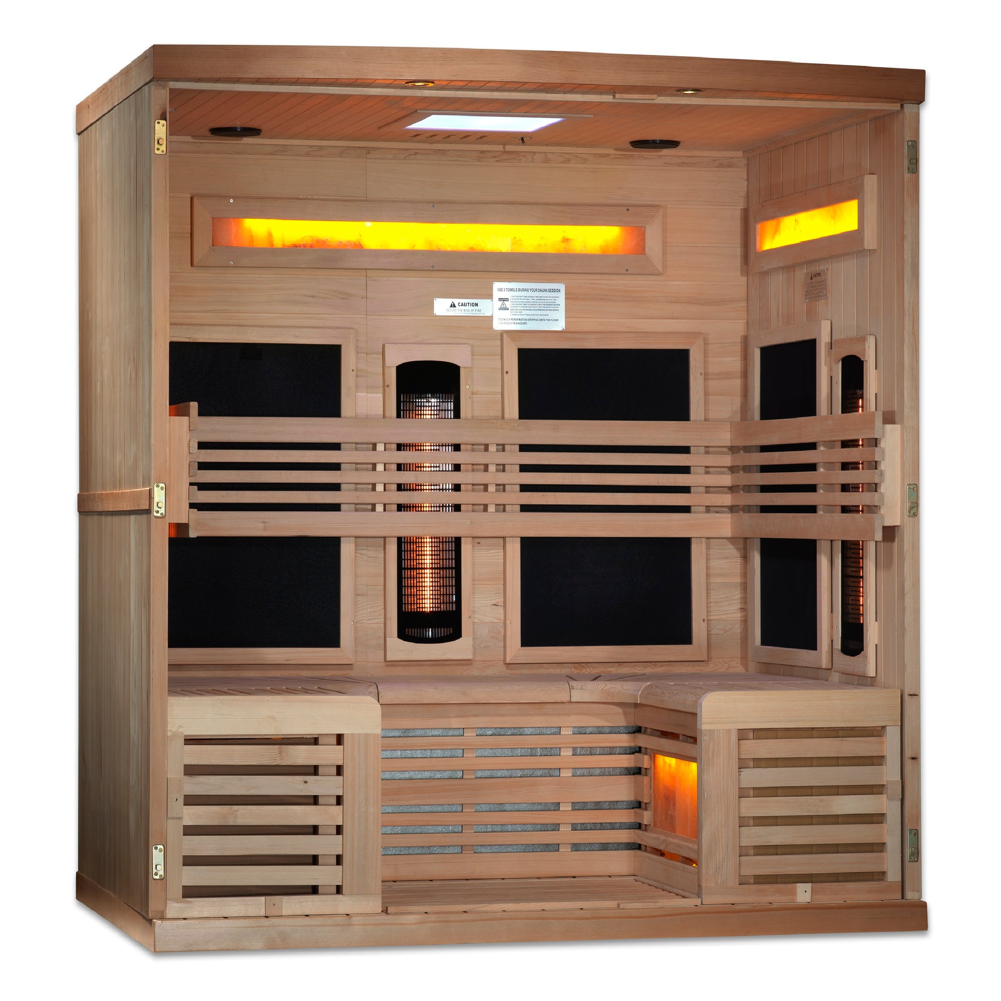 Golden Designs 6-Person Full Spectrum PureTech™ Near Zero EMF (Under 3MG) FAR Infrared Sauna with Himalayan Salt Bar (Canadian Hemlock) GDI-8260-01
