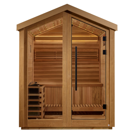 Golden Designs Savonlinna 3 Person Outdoor Traditional Sauna (GDI-8503-01) - Canadian Red Cedar Interior
