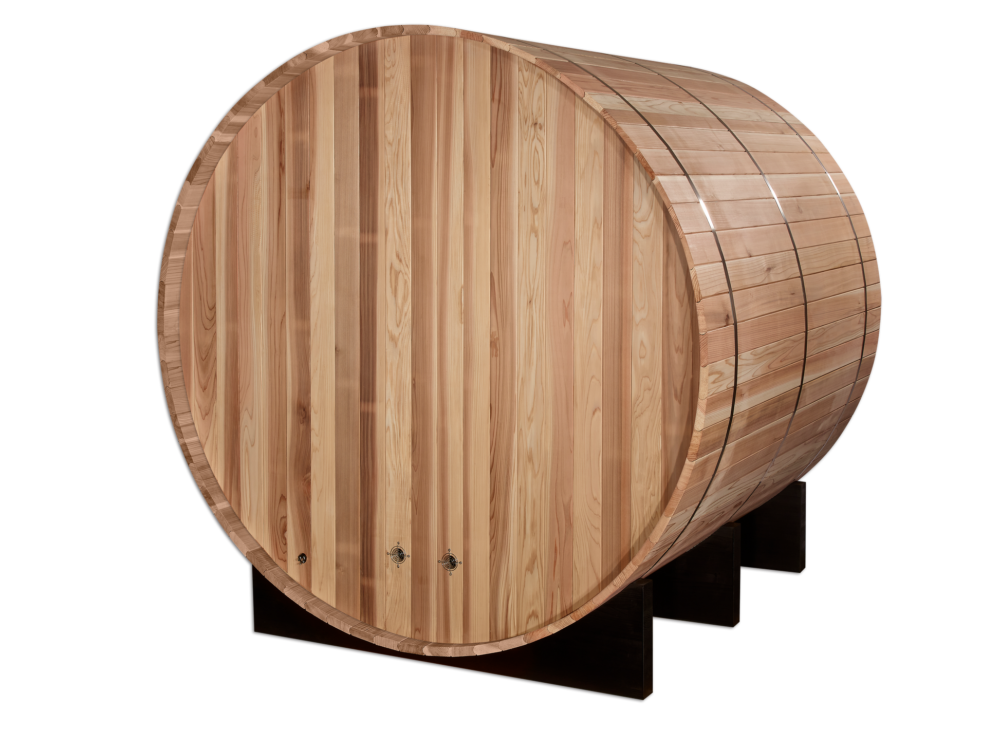 Rear of Golden Designs "St. Moritz" 2 Person Barrel Traditional Sauna