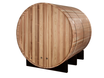 Rear of Golden Designs "St. Moritz" 2 Person Barrel Traditional Sauna