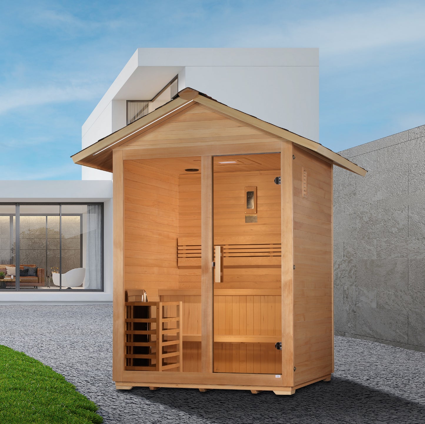Golden Designs "Arlberg" 3 Person Traditional Outdoor Sauna -  Canadian Hemlock
