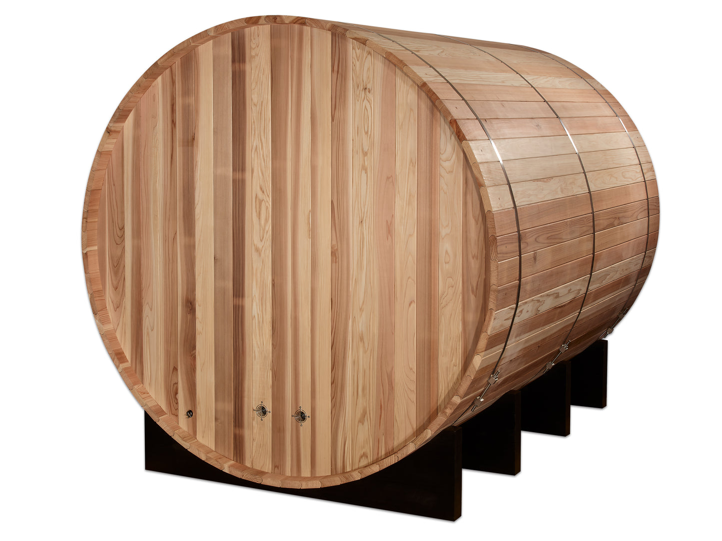 Rear of Golden Designs Klosters 6 person traditional sauna pictured