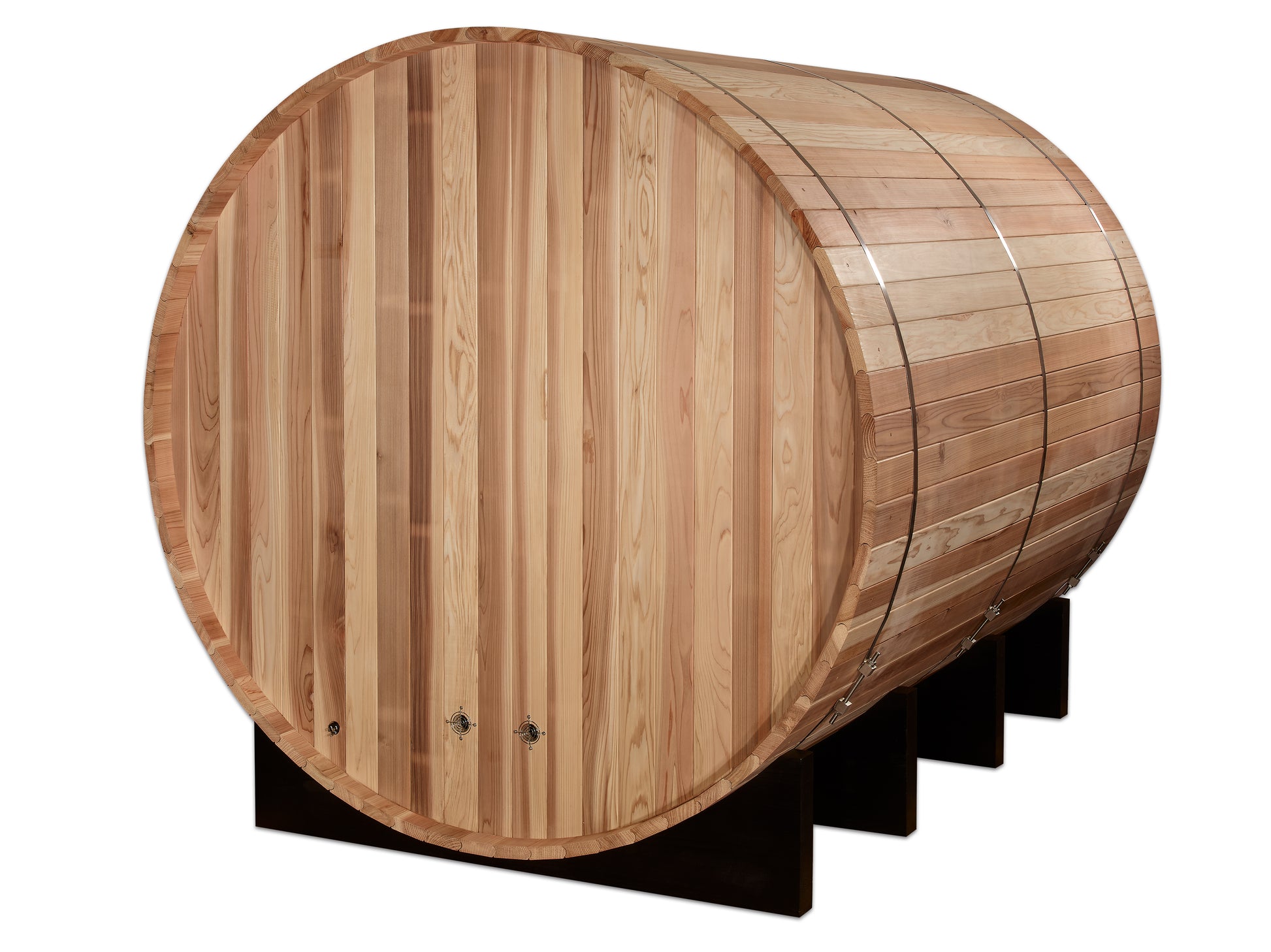 Rear of Golden Designs Klosters 6 person traditional sauna pictured