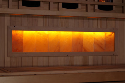 Golden Designs 3-Person Corner Full Spectrum PureTech™ Near Zero EMF (Under 3MG) FAR Infrared Sauna with Himalayan Salt Bar (Canadian Hemlock)